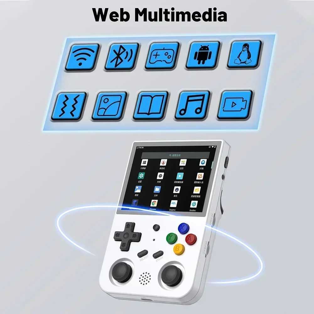 RG353V Handheld Game Console 3.5inch IPS OCA Full Fit Sn RK3566 20Simulator etooth WiFi Android Linux OS Game machineXJ250211