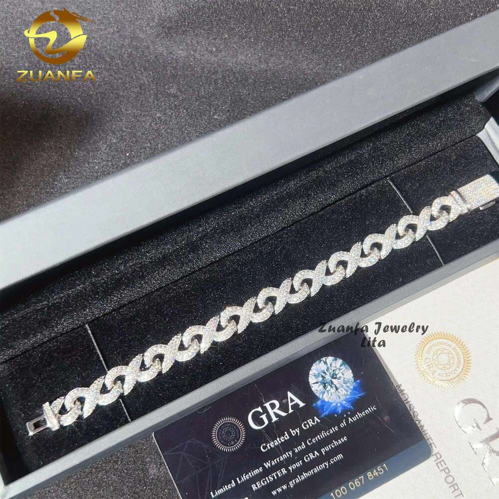 Factory Price High Quality Sterg Sier Hip Hop 10Mm Infinity Chain VVS Moissanite Cuban K Bracelet