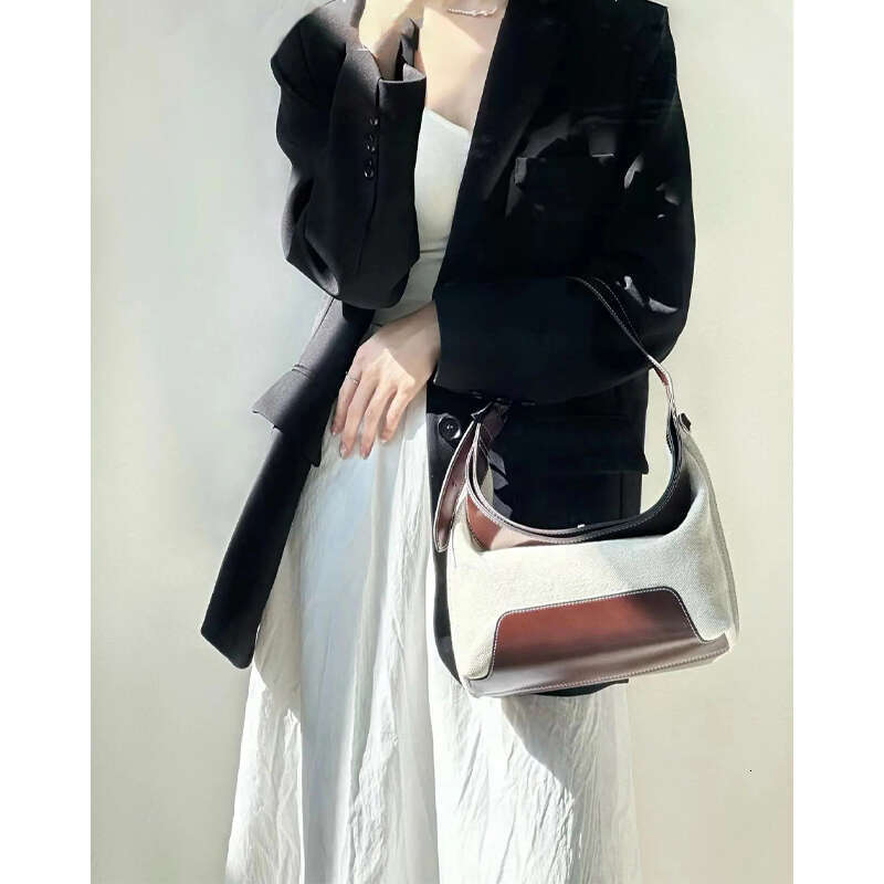 Women's Bags Small niche design color blocking patchwork canvas bag women's bag new fashion trend shoulder bag canvas crossbody women's