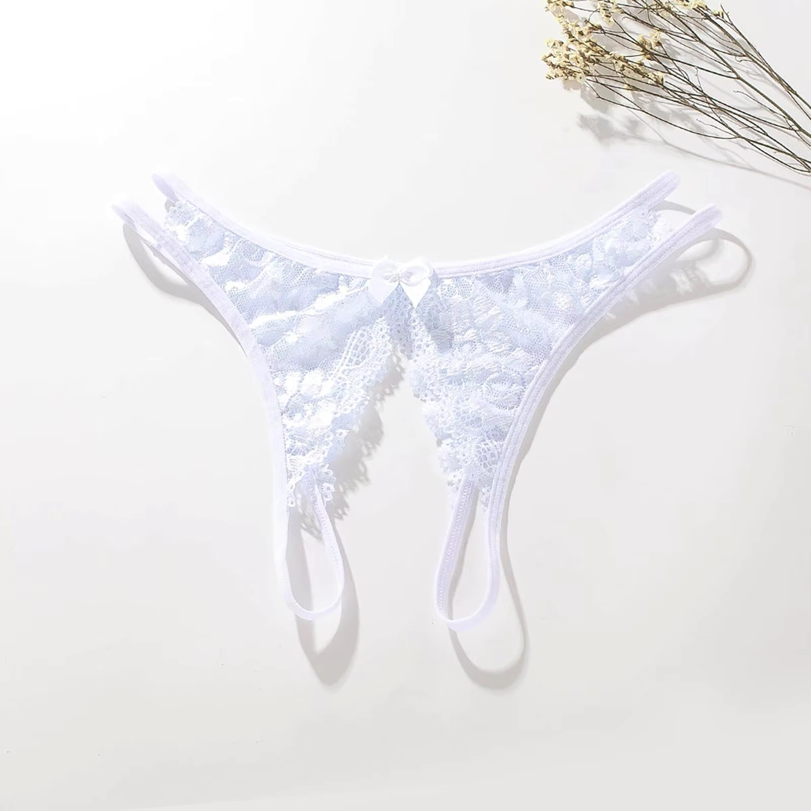 Sexy Panties Women Thongs Transparent Lace Open File No Off Underwear Womens Thong Thin Crotch Opening Intimate Slip Tangas female