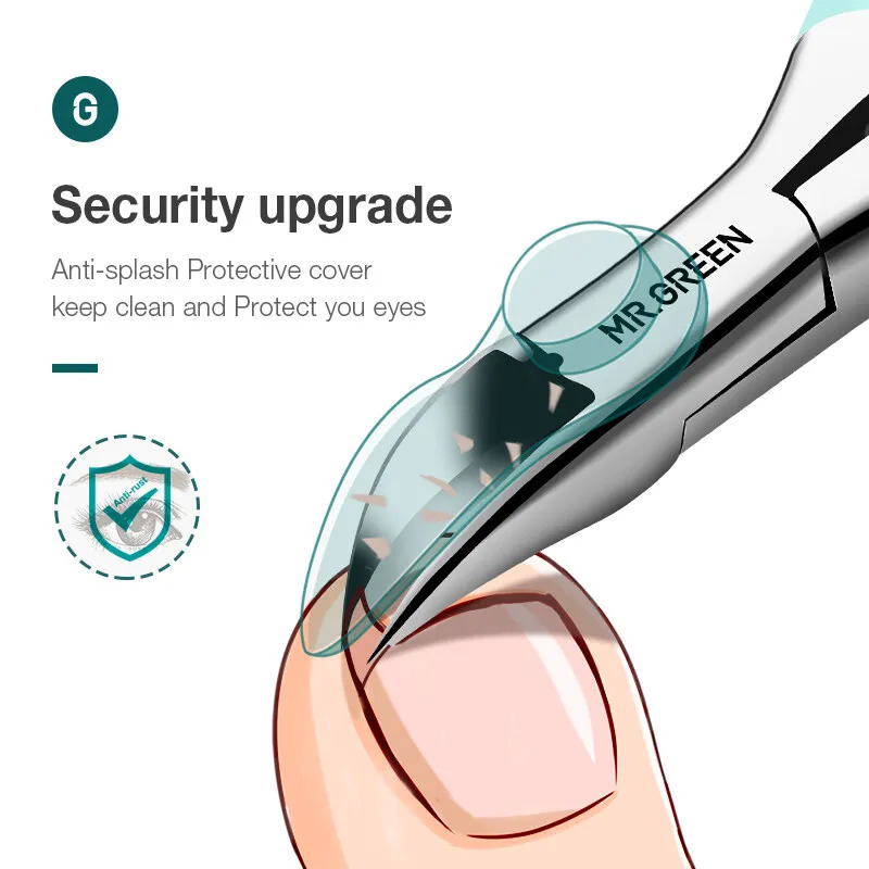MR.GREEN Toenail Clippers Anti-Splash Ingrown Nail Olecranon Cutters Professional Pedicure Tools Stainless Steel 250113