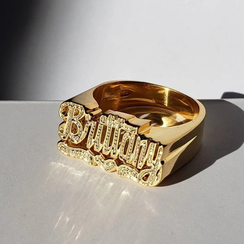 Personalized Custom Name Rings for Men Initial Ring Personalized Hip hop 18K Gold-Plated Rings for Women Christmas Gift 250110