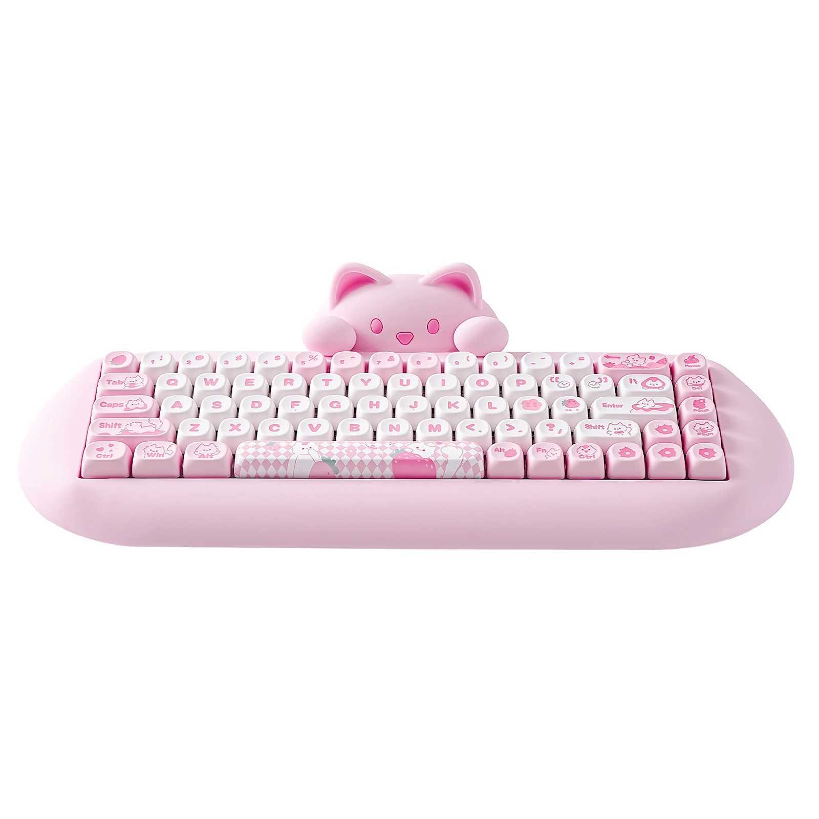 Keyboards YUNZII C68 Hi-Fi Wireless Gaming Keyboard Cute Cat 65% Custom RGB Mechanical Keyboard Silicone Hot Swap Ergonomic Keyboard S25210