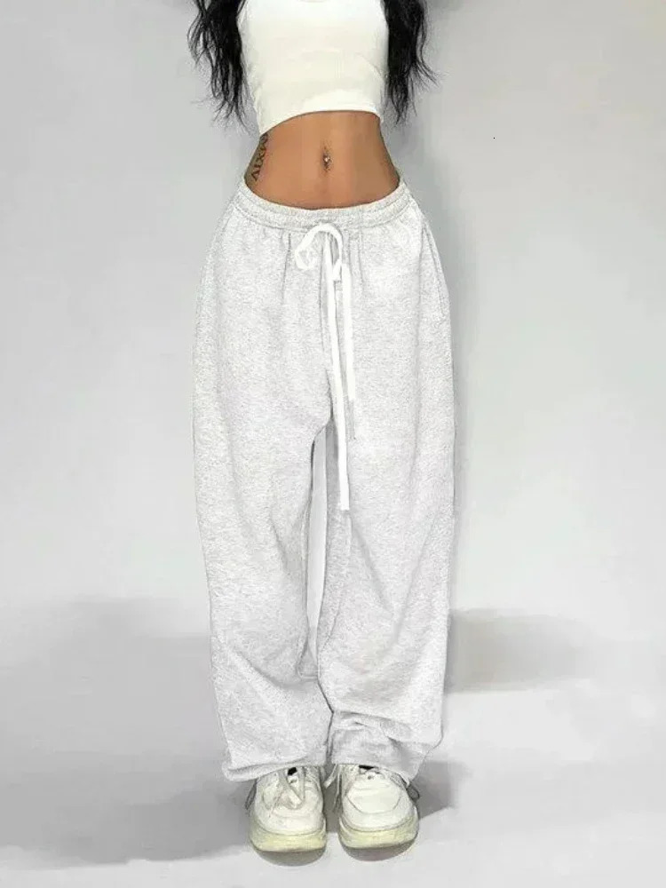 Deeptown Casual Gray Sweatpants Women Wide Leg Black Joggers Classic Baggy Streetwear Oversized Sports Female Trousers Allmatch 250210