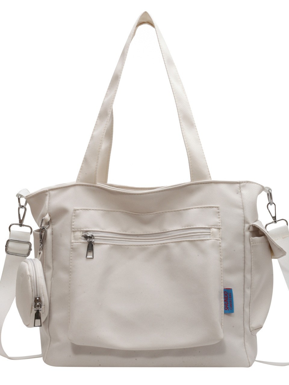 Cross-border 2025 new solid color canvas bag female student Tote bag Large capacity hand bill shoulder crossbody bag Hot
