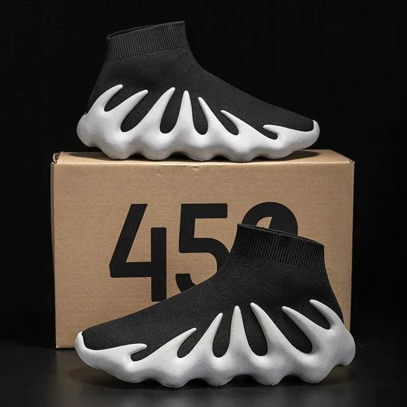 Casual Shoes Breathable Weave Coconut Shoes High Top Mens Shoes No Laces Womens Student Popular Socks Size 31-48 Mainland China Origin T250206