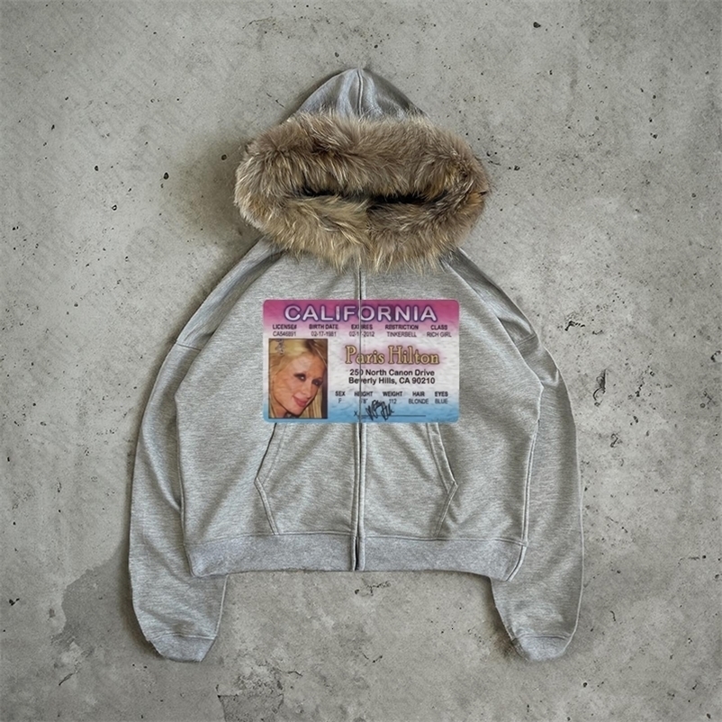 Y2K Zip up Hoodie Harajuku Graphic Print Fashion Men Clothes American Style Hooded Sweatshirt Loose Streetwear Gothic Unisex Top 250115