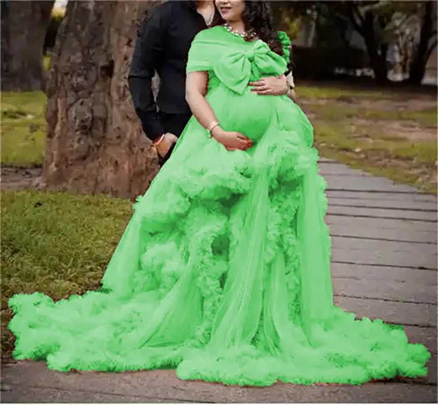 Maternity Dresses Long Tulle Ruffle maternity dresses photoshoot baby shower dress for pregnant women H250211