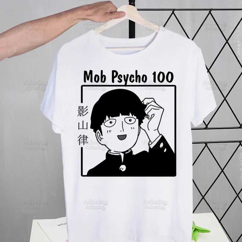 Mob Psycho 100 Shigeo Kageyama T Shirt Men Retro Washed Tops Tees Harajuku One Anime Manga Tshirt Streetwear Hip Hop T-shirtsXJ250211