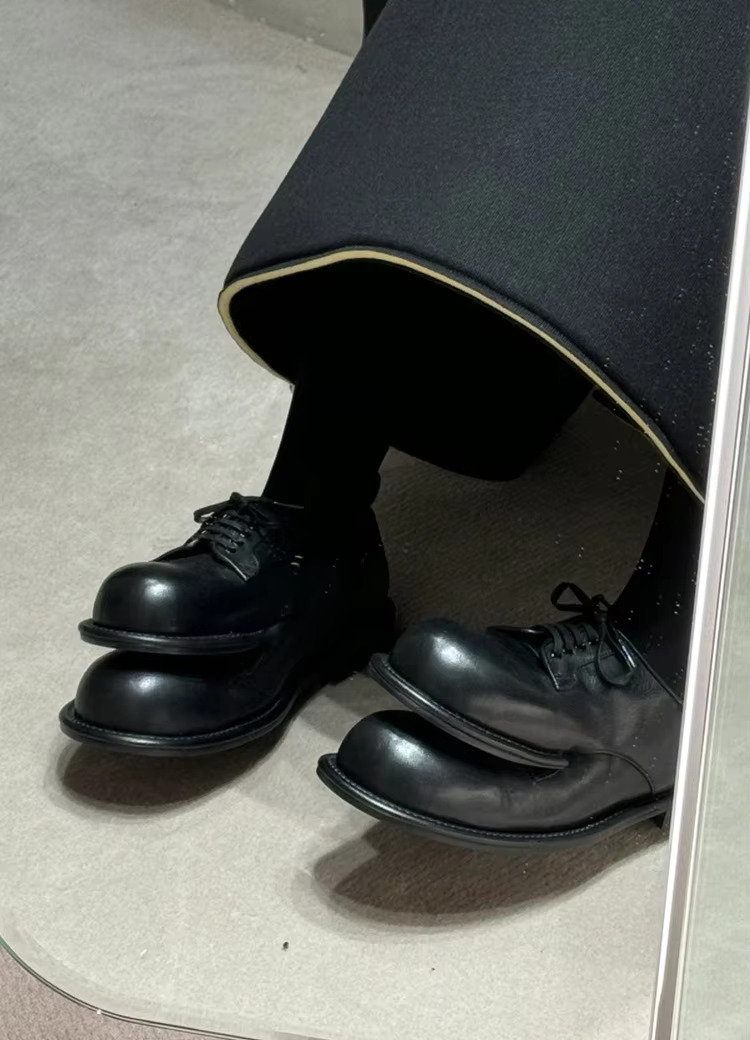 Cowhide Version Will Wearing It Trip People Up? Double Ended Leather Shoes, British Style Black, Niche Personality, Flat Shoes