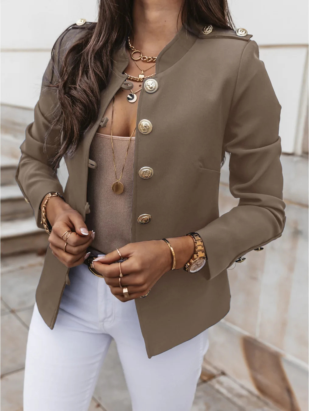 Casual O-neck Long Sleeve Jacket Outerwear Office Lady Spring Autumn Fashion Elegant Solid Blazer Coat For Women 2024 Female Top 250210