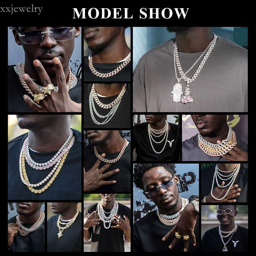 Custom Pass Test Vvs Moissanite Dia Fashion Cuban k Chain 10mm 12mm 15mm 18mm 20mm Hip Hop Necklace Men Jewelry