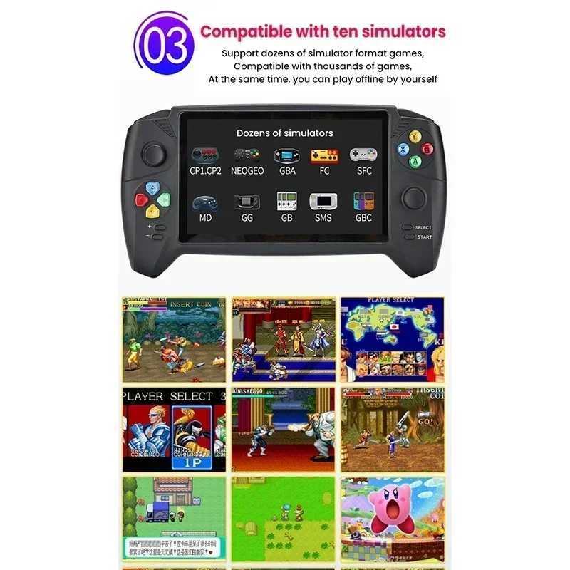 New 7inch Retro Handheld Video Game Console 16G 10000+ Classic Game Arcade Dual Rocker Consoles Gaming Device For FC GBA NESXJ250211