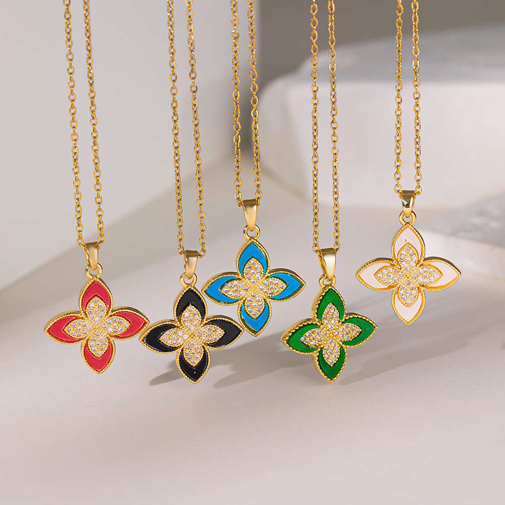 4 Clover Necklace For Women Luxury Designer jewelry 4/ Leaf necklace Copper Gold Plate Agate Diamond Fashion Charm Chain Wedding Gift Party Good Quali