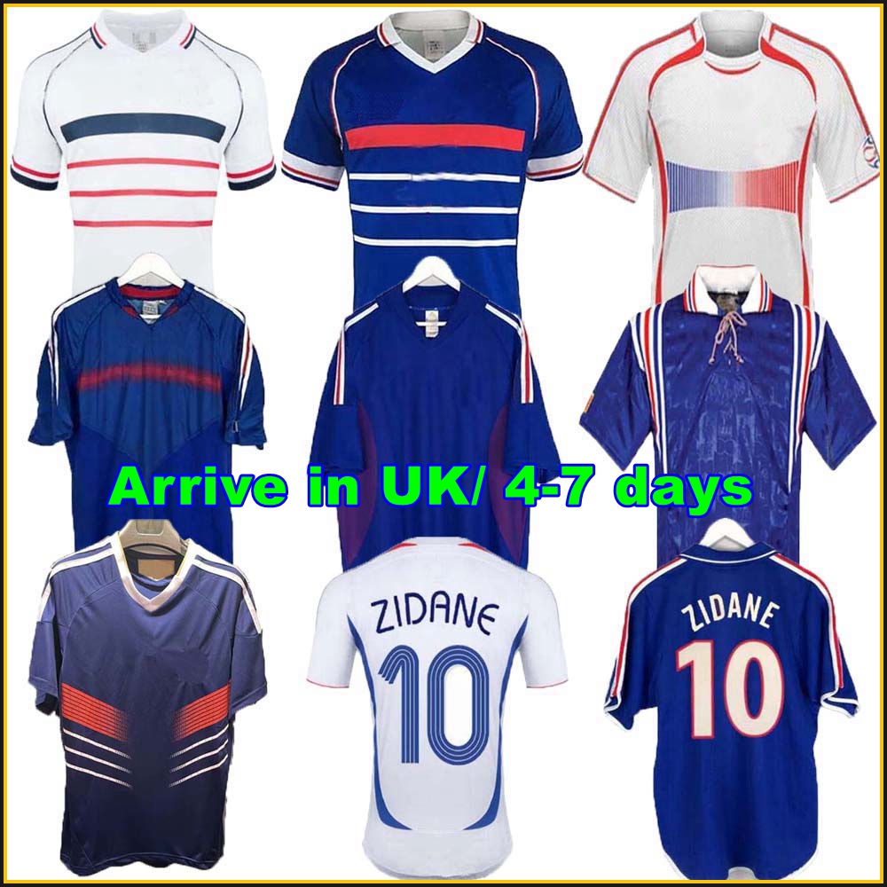 1998 2002 French soccer jersey VINTAGE ZIDANE HENRY MAILLOT jerseys 1996 2004 Football Jerseys shirt Trezeguet away finals 2006 white 2000
