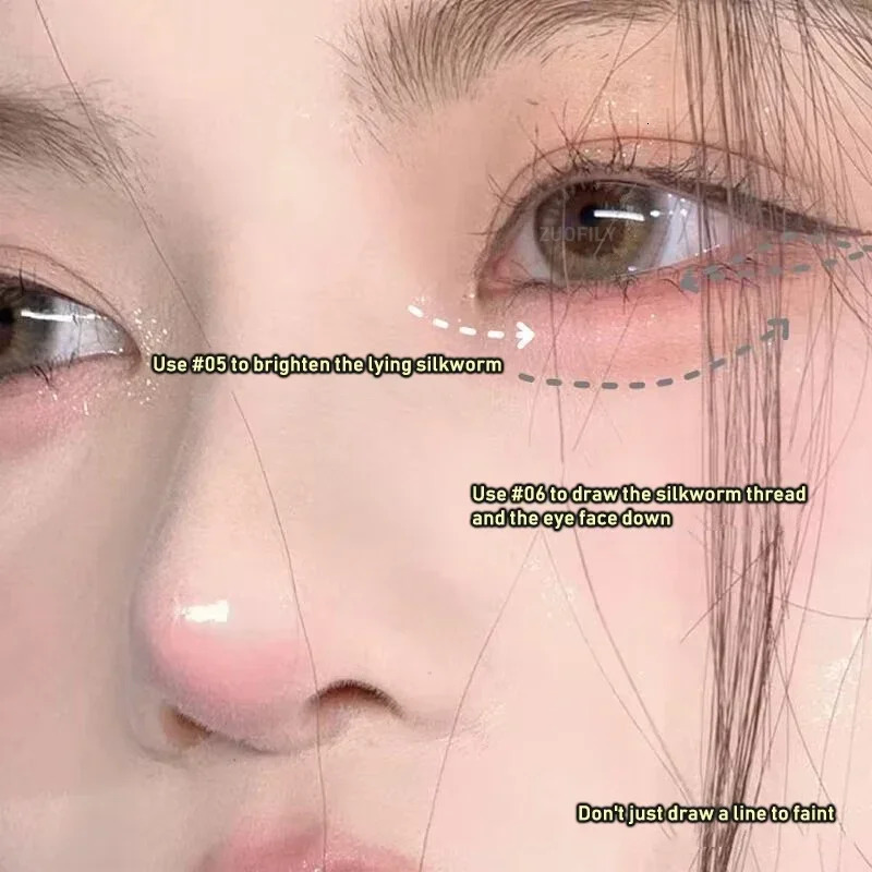 Glitter Silver Lying Silkworm Pen Color Natural Brightening Eye Shadow Pencil Shimmer Glue Eyeliner Waterproof Korean Makeup 250113