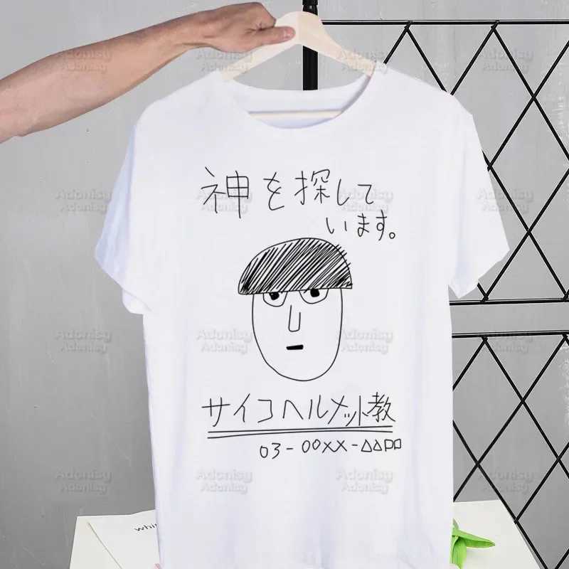 Mob Psycho 100 Shigeo Kageyama T Shirt Men Retro Washed Tops Tees Harajuku One Anime Manga Tshirt Streetwear Hip Hop T-shirtsXJ250211