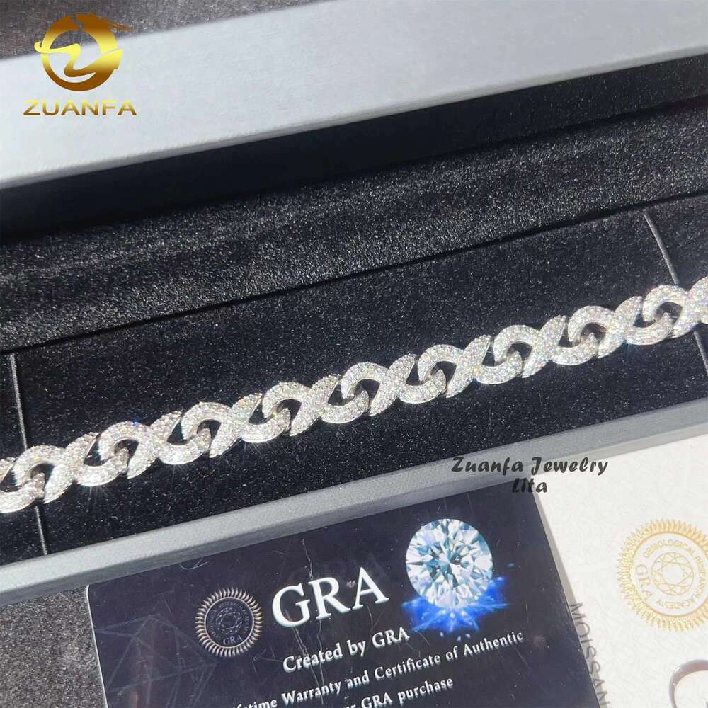 Factory Price High Quality Sterg Sier Hip Hop 10Mm Infinity Chain VVS Moissanite Cuban K Bracelet
