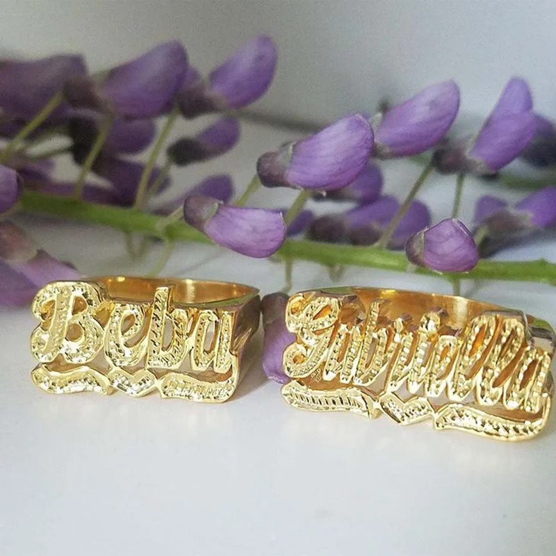 Personalized Custom Name Rings for Men Initial Ring Personalized Hip hop 18K Gold-Plated Rings for Women Christmas Gift 250110