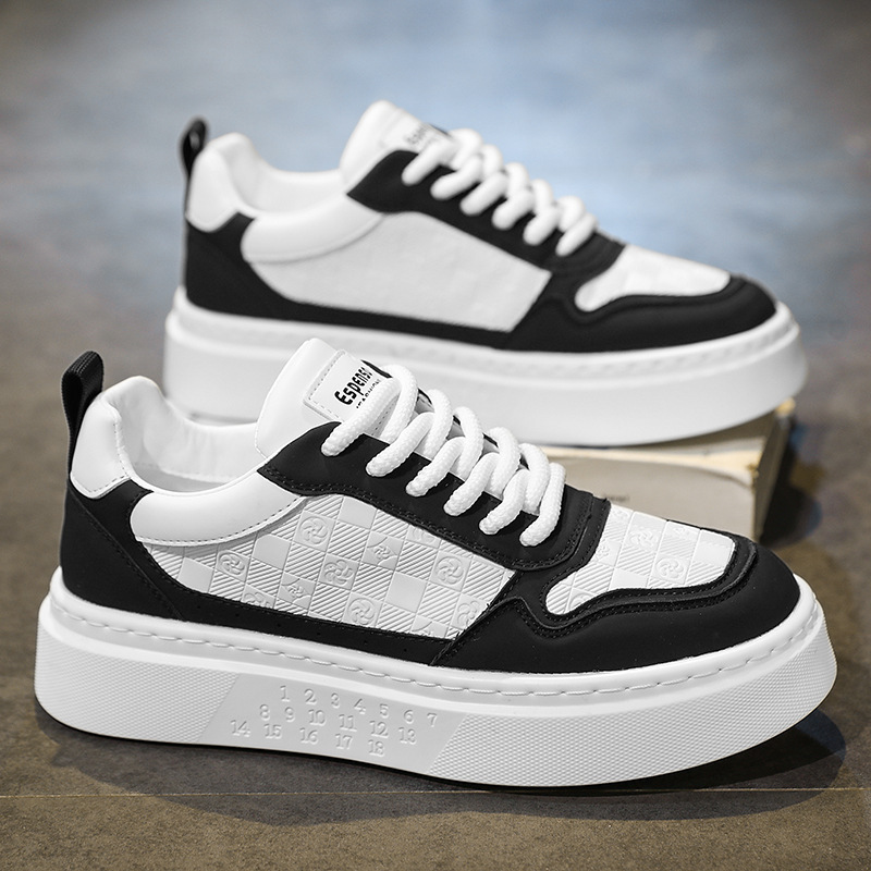 Men's shoes autumn fashion brand with niche original printed leather board shoes youth sports increase small white shoes