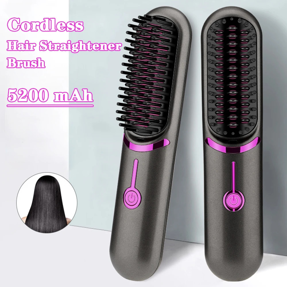 Wireless Hair Straightener Brush Fast Heated Straightener Brush Multifunctional Ceramic Hair Curler Anti-scalding Heating Comb 250113