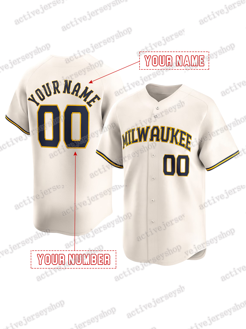 Custom Jersey 12 Rhys Hoskins 2025 Jackson Chourio Brice Turang Garrett Mitchell Yelich William Contreras Brandon Woodruff Jose Quintana