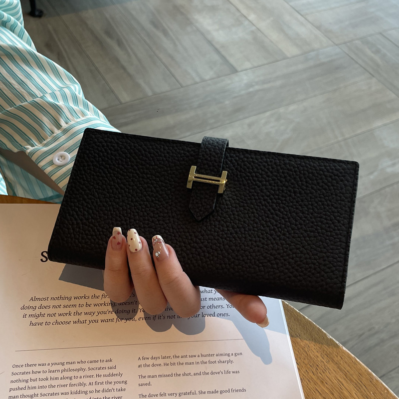 Long women's 2025 new solid color large capacity multifunctional folding high-end leather phone wallet swissmilitary