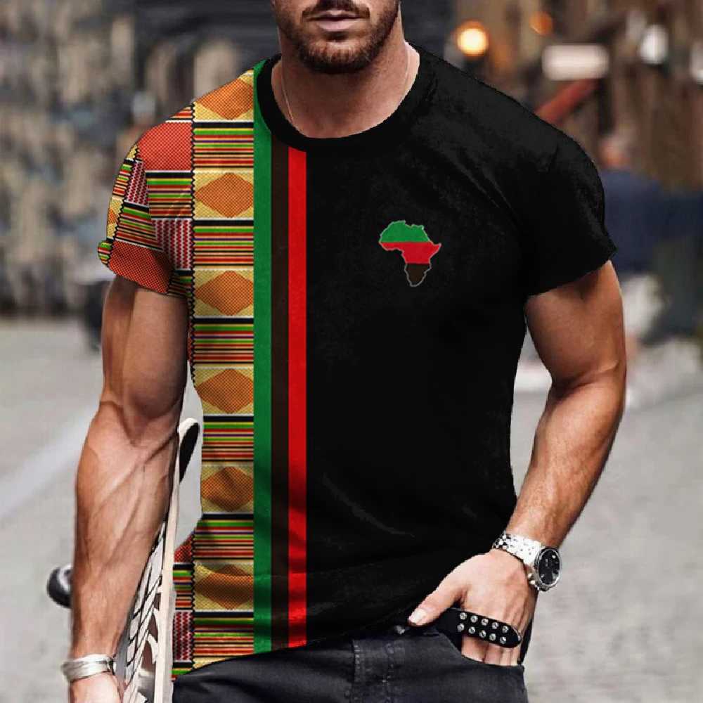 Mens T Shirt Ethnic Tribal Dashiki T-Shirts African Patterns 3D Print Men Short Sleeve 0 Neck Harajuku Y2k Tees Tops ClothingXJ250211