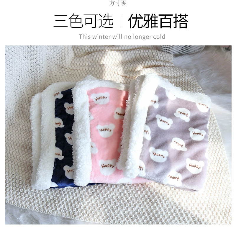 Winter Warm Pet Blanket Double layer Thickened Velvet Dog Mat Cat Blanket Small Blanket Quilt