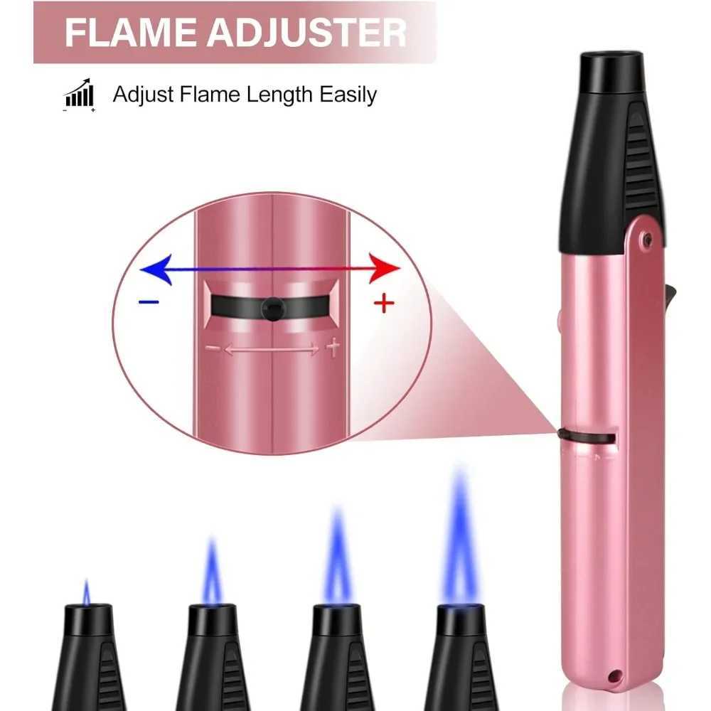 Butane Lighter Torch Lighter with Adjustable Jet Flame Windproof Refillable Gas Lighter for Candle Grill BBQ Fireworks FireplaceT250211
