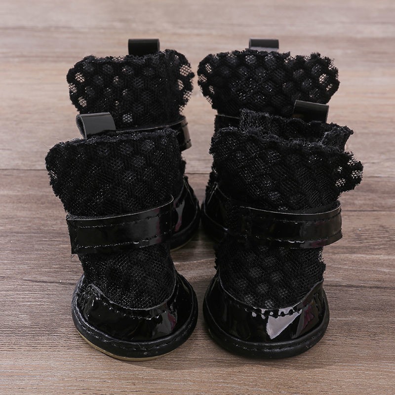 Summer Breathable And Non Slip Pet Shoes Made Of PU Material With Mesh, Hollow And Comfortable, Lightweight Sandals For Dogs In Spring Black M S11