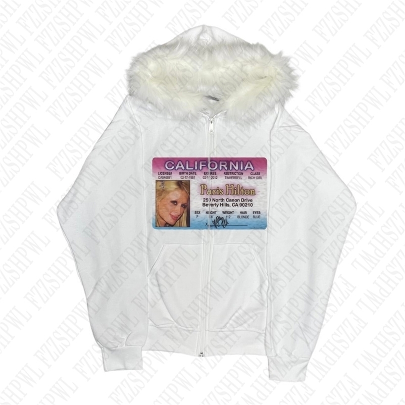 Y2K Zip up Hoodie Harajuku Graphic Print Fashion Men Clothes American Style Hooded Sweatshirt Loose Streetwear Gothic Unisex Top 250115