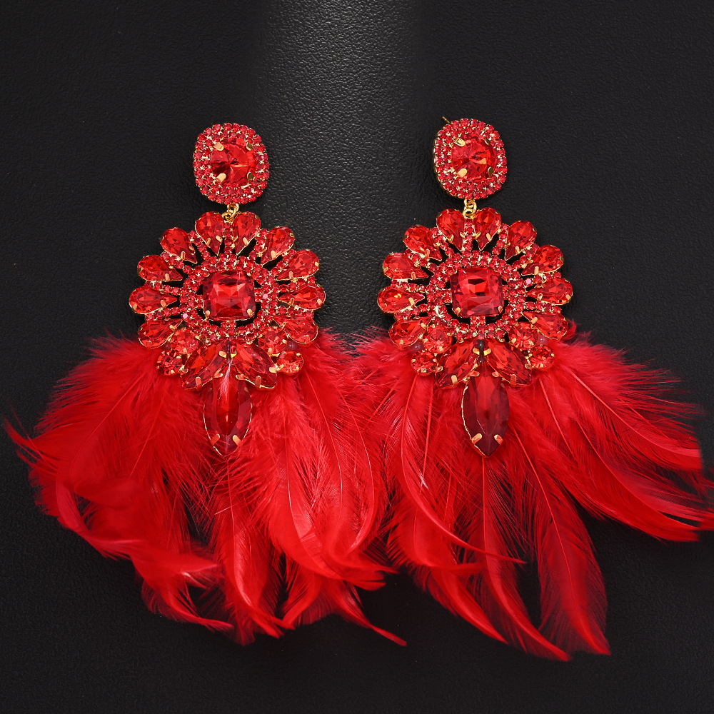Exaggerated Earrings 2PCS/LOT Rhinestones Statement Ear Drops for Queens Banquet Accessories