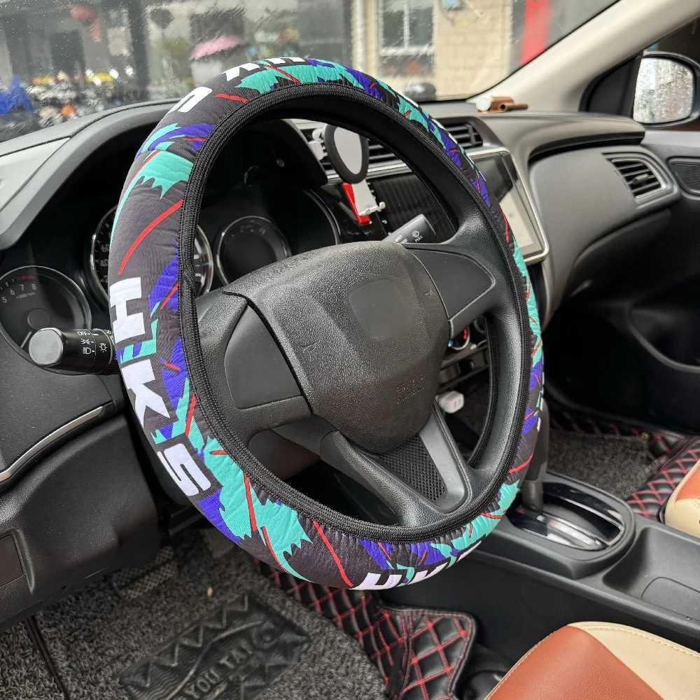 Steering Wheel Covers JDM Initial D Car Steering Wheel Cover Anti Slip Foldable Racing Style Decoration For HKS NOS Lexus Mazda Nissan Auto Accessory 