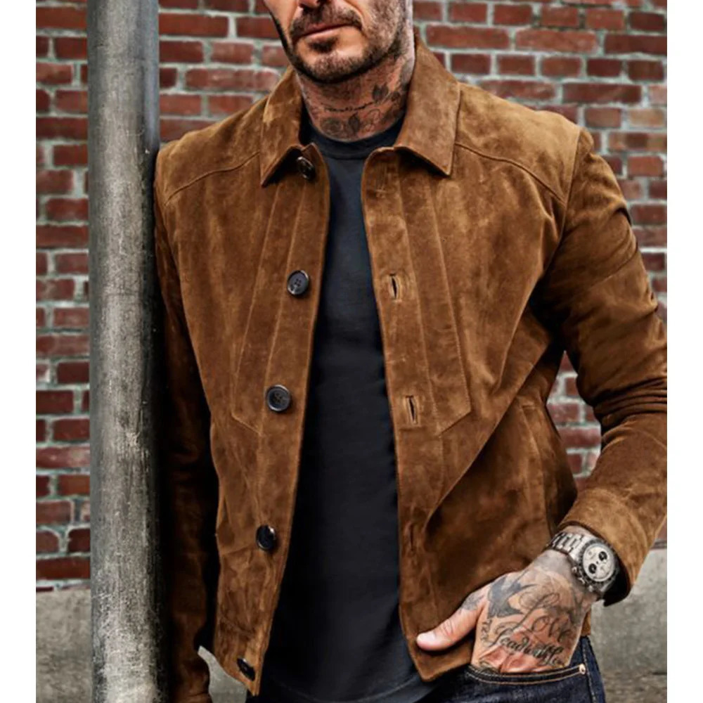 Mens Suede Mens Jacket Single Breasted Single Coat Slim Fashion Casual Comfortable Commuting Work Wear Clothes Coats 250211