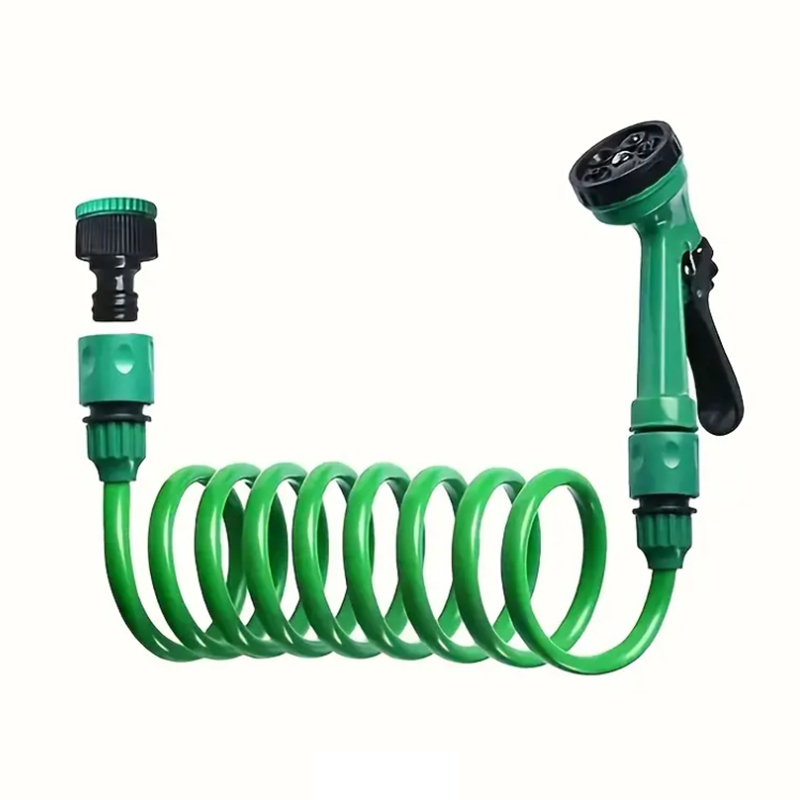 Flexible Garden Spiral Hose by Globe Includes Versatile 7-in-1 Gardening Nozzle, 15 Meters Length