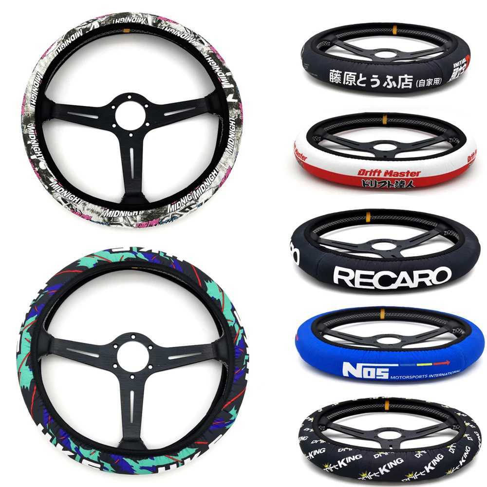 Steering Wheel Covers JDM Initial D Car Steering Wheel Cover Anti Slip Foldable Racing Style Decoration For HKS NOS Lexus Mazda Nissan Auto Accessory 