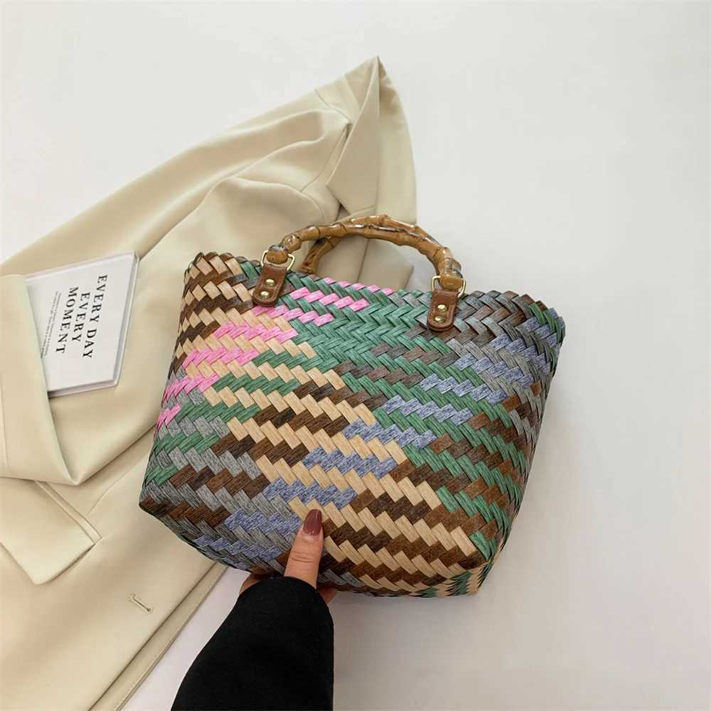 Imitati Rattan Womens Bohemian Handbag Summer Beach Large Capacity Shoulder Bag 2024 New FiXJ250412