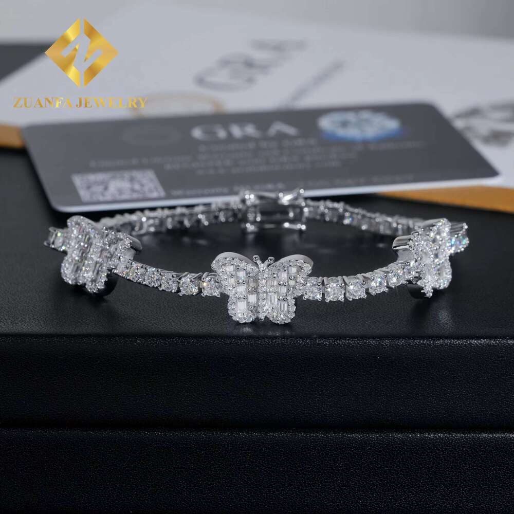 Dia Tester Pure Sier Hip-Hop Jewelry Butterfly VVS Silica Tennis Bracelet