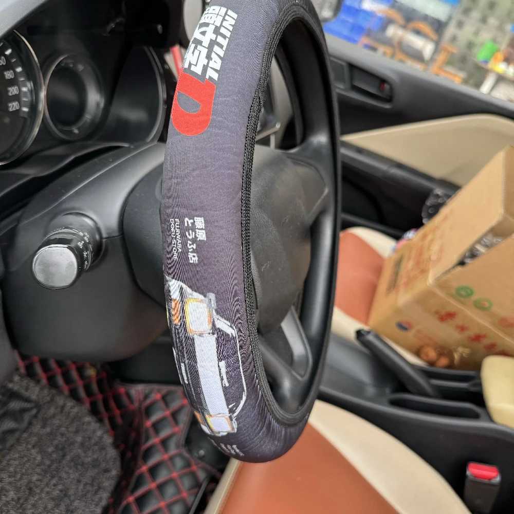 Steering Wheel Covers JDM Initial D Car Steering Wheel Cover Anti Slip Foldable Racing Style Decoration For HKS NOS Lexus Mazda Nissan Auto Accessory 