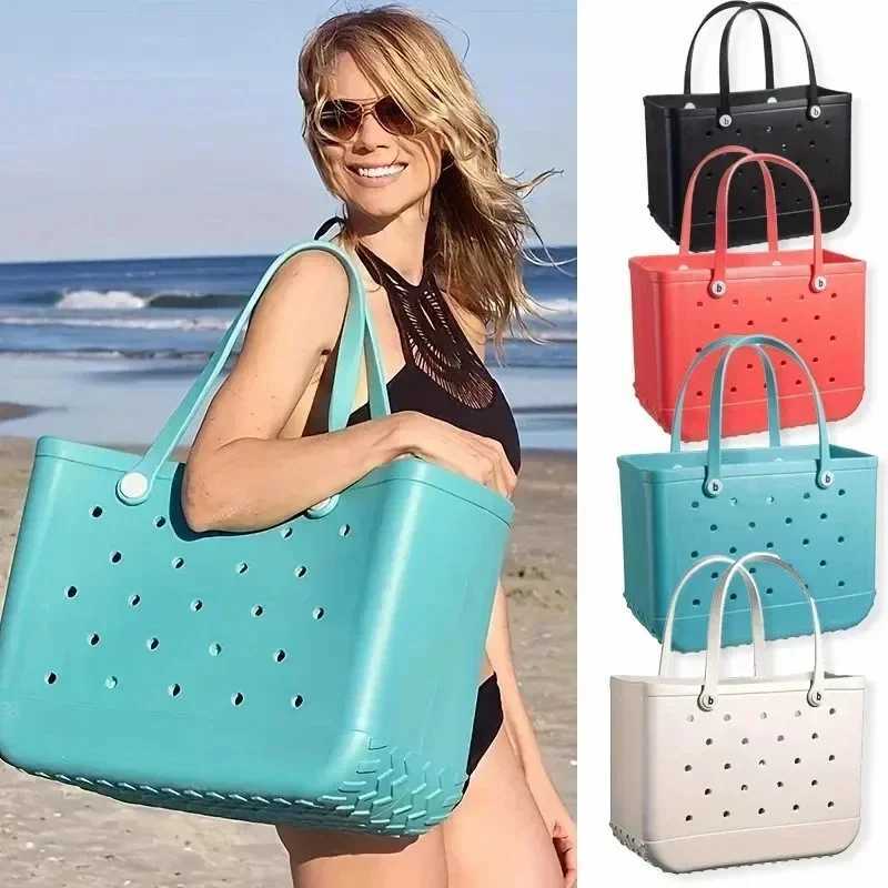 EVA Bogg Beach Bag Rubber Waterproof Travel for Women Washable Handbag For Sports Beach Market PoolC250210