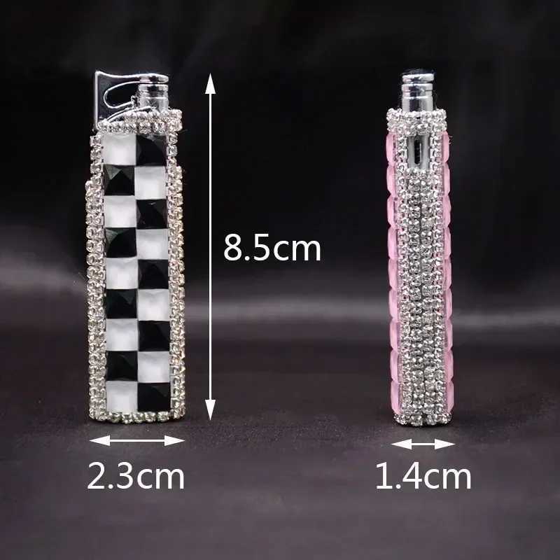 New Womens Butane Lighter Set with Diamond Creative Powder Flame Direct Charge Cool Lighter Cigarette AccessoriesT250211
