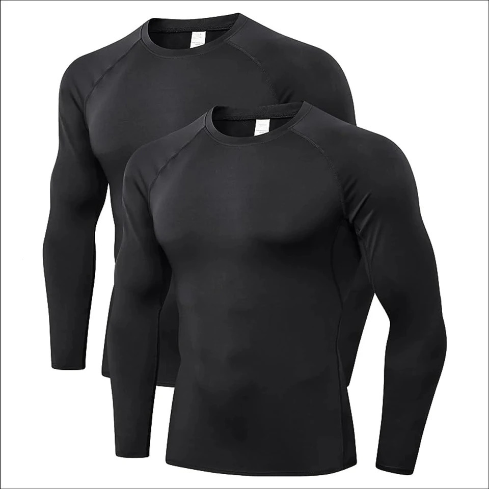2 Pack Mens Compression Shirts Long Sleeve Athletic Workout Tops Base Layer Quick Dry Sports TShirt Golf women 250211wtt - view 3