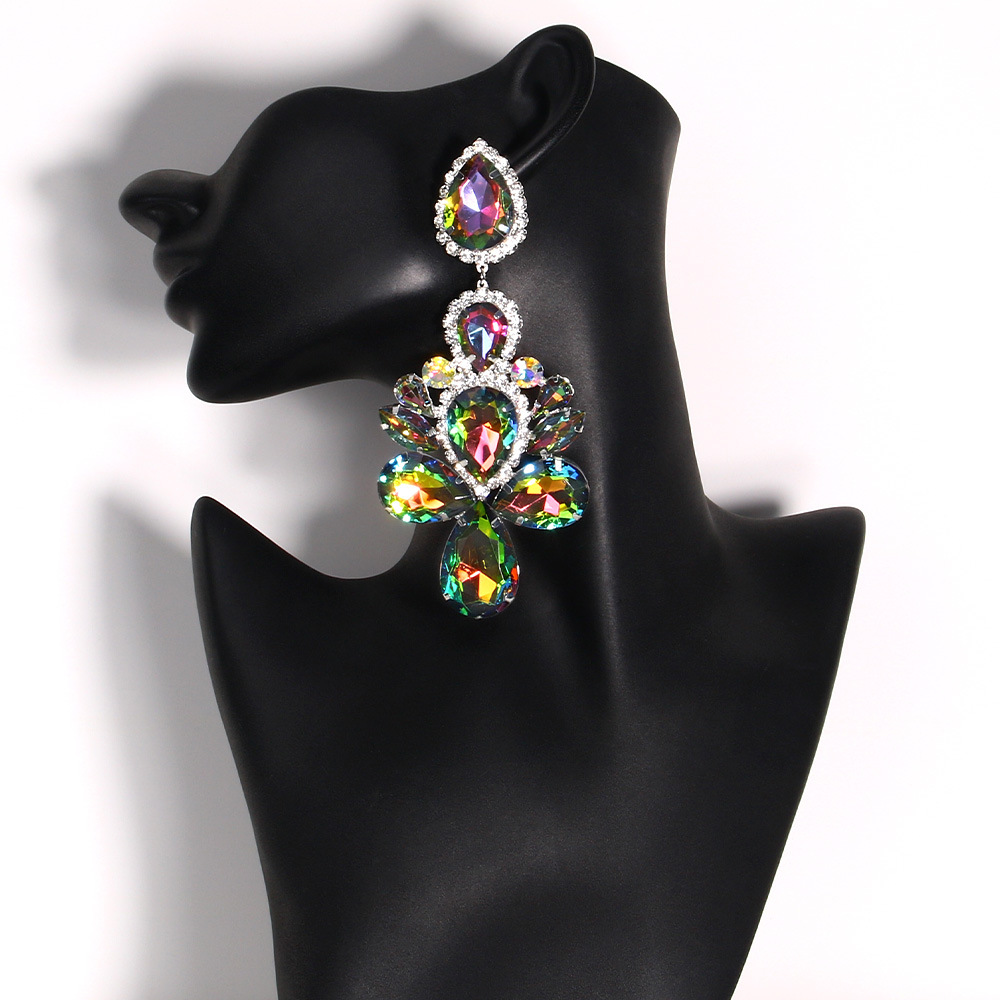 Exaggerated Earrings 2PCS/LOT Exaggerated Rhinestones Jewelry High-End Stage Accessories for Women For Party