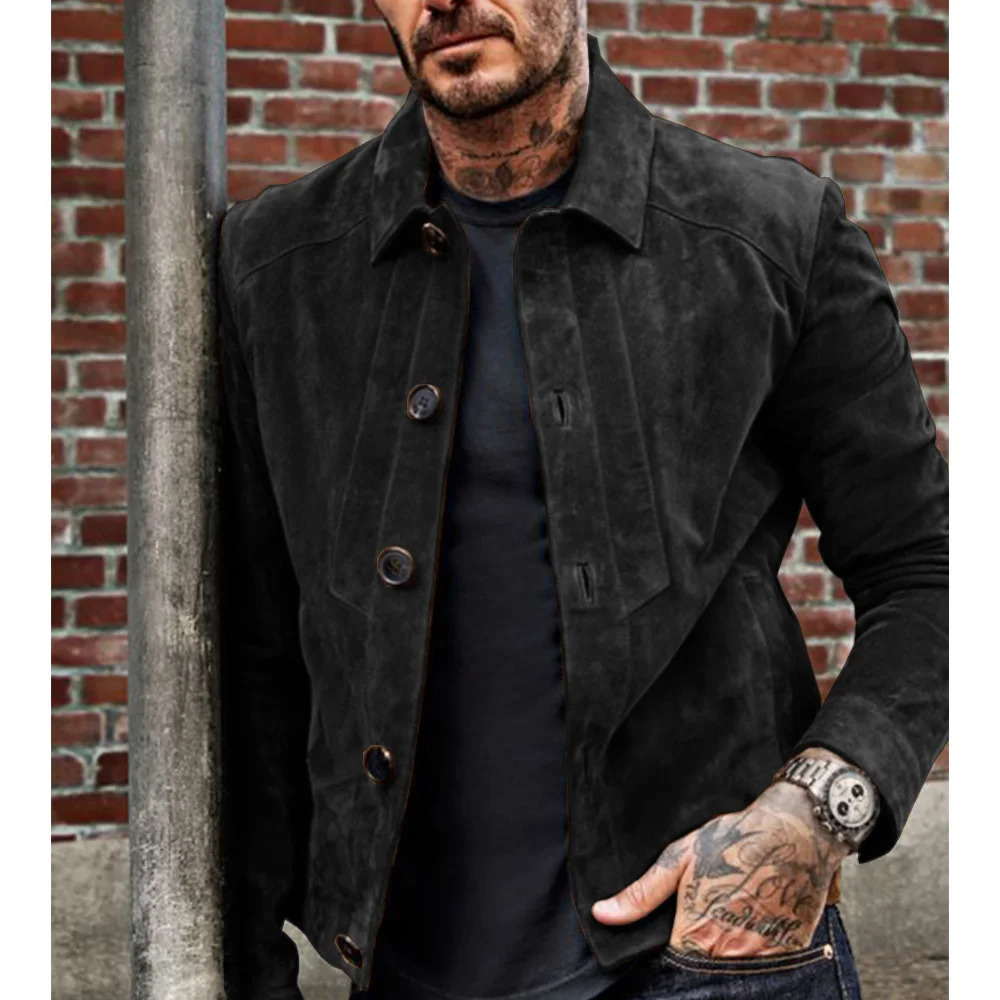Mens Suede Mens Jacket Single Breasted Single Coat Slim Fashion Casual Comfortable Commuting Work Wear Clothes Coats 250211