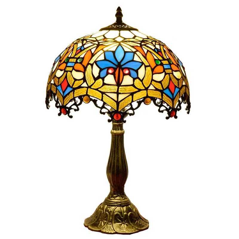 European Creative Tiffany Stained Glass Living Room Bedroom Restaurant Bar Hotel Decoration Bedside Table Lamp E27 AC110V 240V Z250211