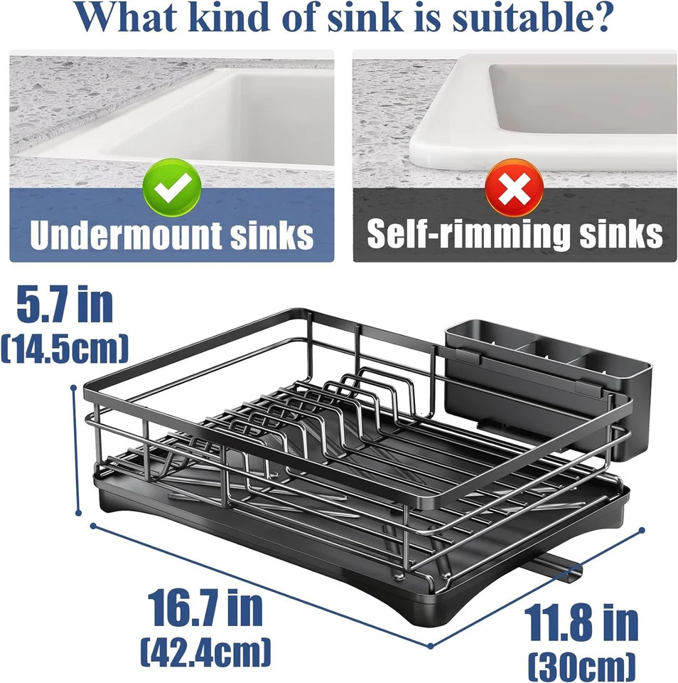 Dish Drying Rack for Kitchen Counter Large Dish Rack with Drainboard Rustproof Dish Drainer with Utensil Holder for Sink 250206