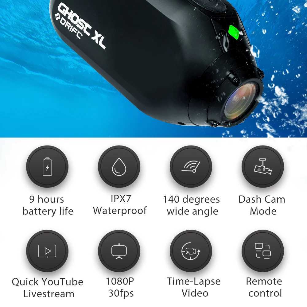 Drift Ghost XL Action Camera Sport 1080P WiFi Underwater Sports Cam Ambarella Chip Motorcycle Bike Bicycle Helmet Camcorder X250210
