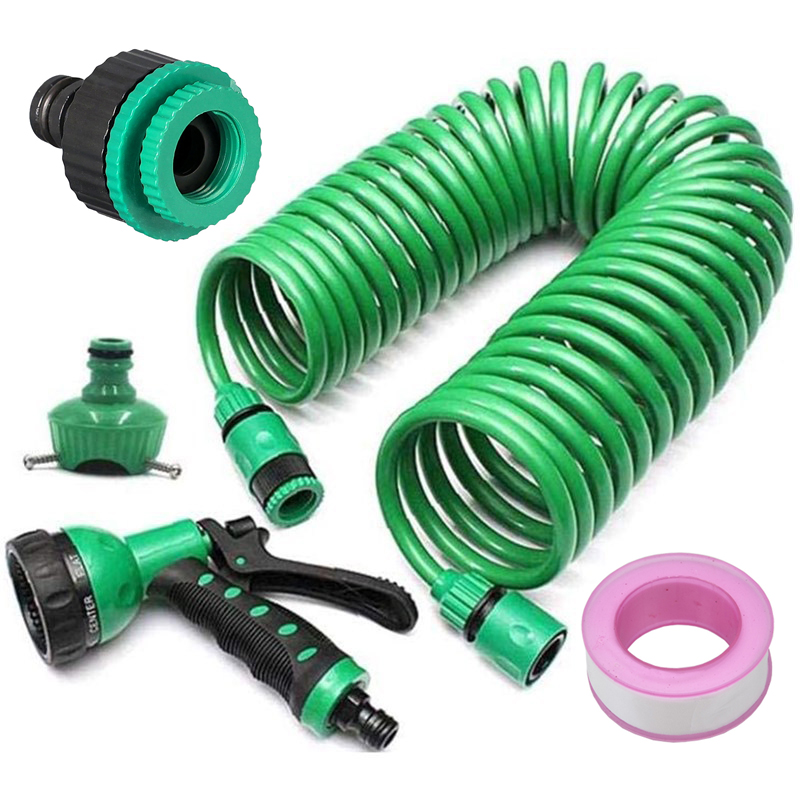 High-Quality 15 m Spiral Garden Hose Equipped with Multi-Purpose Nozzle for Optimal Landscaping Performance