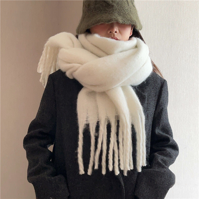 J11302 cashmere scarf women's winter thick solid color wool scarf versatile Korean version shawl men's autumn.